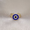 Anillo Elegante 01.213.0019 Oro Laminado, Diseño de Ojo Griego, Esmaltado Azul, Tono Dorado (One size fits all)