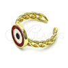 Anillo Elegante 01.213.0019.1 Oro Laminado, Diseño de Ojo Griego, Esmaltado Rojo, Tono Dorado (One size fits all)