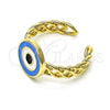 Anillo Elegante 01.213.0019.2 Oro Laminado, Diseño de Ojo Griego, Esmaltado Azul claro, Tono Dorado (One size fits all)