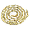 Gargantilla Basica 04.319.0005.1.24 Oro Laminado, Diseño de Mariner, Pulido, Tono Dorado (0.80 Gauge, 04 MM Thickness, 24 Inches Length)