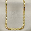 Gargantilla Basica 04.319.0005.1.24 Oro Laminado, Diseño de Mariner, Pulido, Tono Dorado (0.80 Gauge, 04 MM Thickness, 24 Inches Length)