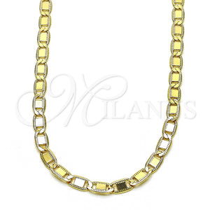 Gargantilla Basica 04.319.0005.1.24 Oro Laminado, Diseño de Mariner, Pulido, Tono Dorado (0.80 Gauge, 04 MM Thickness, 24 Inches Length)