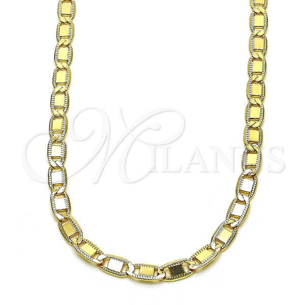 Gargantilla Basica 04.319.0005.1.24 Oro Laminado, Diseño de Mariner, Pulido, Tono Dorado (0.80 Gauge, 04 MM Thickness, 24 Inches Length)