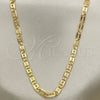 Gargantilla Basica 04.319.0006.1.24 Oro Laminado, Diseño de Pave Mariner, Diamantado, Tono Dorado (Calibre 0.80, Grosor 04 MM, 24 Pulgadas de Largo)