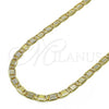Gargantilla Basica 04.319.0007.1.24 Oro Laminado, Diseño de Mariner, Diamantado, Tono Dorado (0.80 Gauge, 04 MM Thickness, 24 Inches Length)