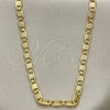 Gargantilla Basica 04.319.0007.1.24 Oro Laminado, Diseño de Mariner, Diamantado, Tono Dorado (0.80 Gauge, 04 MM Thickness, 24 Inches Length)
