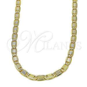 Gargantilla Basica 04.319.0007.1.24 Oro Laminado, Diseño de Mariner, Diamantado, Tono Dorado (0.80 Gauge, 04 MM Thickness, 24 Inches Length)