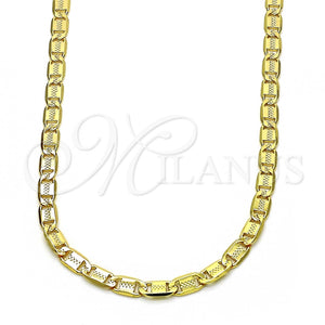 Gargantilla Basica 04.319.0008.1.24 Oro Laminado, Diseño de Mariner, Diamantado, Tono Dorado (0.80 Gauge, 04 MM Thickness, 24 Inches Length)