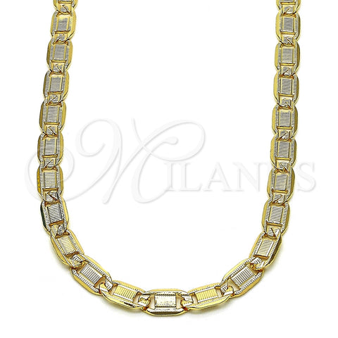 Gargantilla Basica 04.319.0009.1.24 Oro Laminado, Diseño de Mariner, Diamantado, Tono Dorado (100 Gauge, 05 MM Thickness, 24 Inches Length)