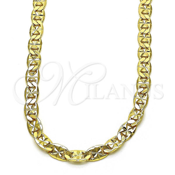 Gargantilla Basica 04.319.0010.1.24 Oro Laminado, Diseño de Mariner, Diamantado, Tono Dorado (Calibre 100, Grosor 05 MM, 24 Pulgadas de Largo)
