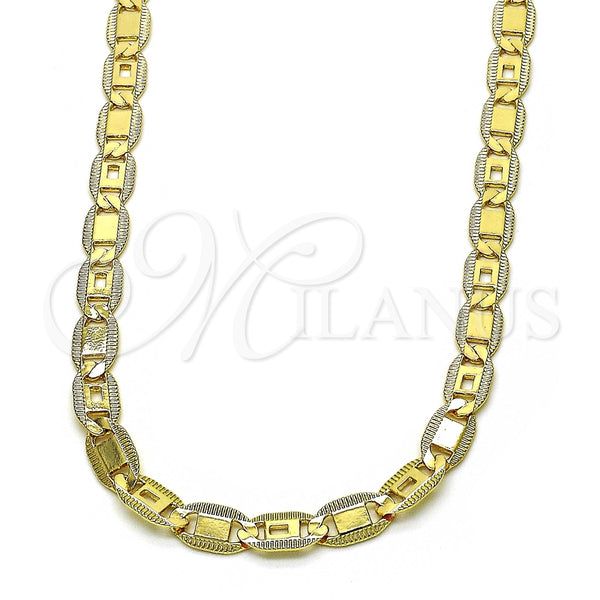 Gargantilla Basica 04.319.0011.1.24 Oro Laminado, Diseño de Pave Mariner, Diamantado, Tono Dorado (Calibre 100, Grosor 05 MM, 24 Pulgadas de Largo)