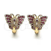 Argolla Huggie 02.26.0286.2.15 Oro Laminado, Diseño de Mariposa, con Rubi Micro Pave, Pulido, Tono Dorado