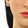 Arete Dormilona 02.26.0289.1 Oro Laminado, Diseño de Mariposa, con Granate and Blanca Micro Pave, Pulido, Tono Dorado