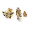 Arete Dormilona 02.26.0289.1 Oro Laminado, Diseño de Mariposa, con Granate and Blanca Micro Pave, Pulido, Tono Dorado