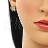 Arete Dormilona 02.26.0289.2 Oro Laminado, Diseño de Mariposa, con Rubi Micro Pave, Pulido, Tono Dorado