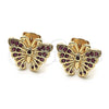 Arete Dormilona 02.26.0289.2 Oro Laminado, Diseño de Mariposa, con Rubi Micro Pave, Pulido, Tono Dorado