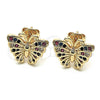 Arete Dormilona 02.26.0289.3 Oro Laminado, Diseño de Mariposa, con Multicolor Micro Pave, Pulido, Tono Dorado