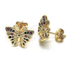 Arete Dormilona 02.26.0289.3 Oro Laminado, Diseño de Mariposa, con Multicolor Micro Pave, Pulido, Tono Dorado