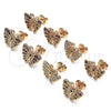 Arete Dormilona 02.26.0289.3 Oro Laminado, Diseño de Mariposa, con Multicolor Micro Pave, Pulido, Tono Dorado