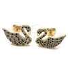 Arete Dormilona 02.26.0290.1 Oro Laminado, Diseño de Cisne, con Blanca and Granate Micro Pave, Pulido, Tono Dorado