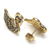 Arete Dormilona 02.26.0290.1 Oro Laminado, Diseño de Cisne, con Blanca and Granate Micro Pave, Pulido, Tono Dorado