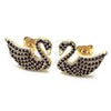Arete Dormilona 02.26.0290.2 Oro Laminado, Diseño de Cisne, con Rubi Micro Pave, Pulido, Tono Dorado