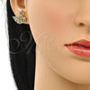 Arete Dormilona 02.26.0290.3 Oro Laminado, Diseño de Cisne, con Multicolor Micro Pave, Pulido, Tono Dorado