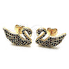 Arete Dormilona 02.26.0290.3 Oro Laminado, Diseño de Cisne, con Multicolor Micro Pave, Pulido, Tono Dorado