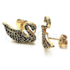 Arete Dormilona 02.26.0290.3 Oro Laminado, Diseño de Cisne, con Multicolor Micro Pave, Pulido, Tono Dorado
