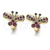 Argolla Huggie 02.26.0292.2.15 Oro Laminado, Diseño de Mariposa, con Rubi Zirconia Cubica, Pulido, Tono Dorado