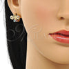 Argolla Huggie 02.26.0292.3.15 Oro Laminado, Diseño de Mariposa, con Multicolor Zirconia Cubica, Pulido, Tono Dorado