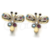 Argolla Huggie 02.26.0292.3.15 Oro Laminado, Diseño de Mariposa, con Multicolor Zirconia Cubica, Pulido, Tono Dorado