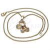 Collares con Dije 04.26.0052.1.18 Oro Laminado, Diseño de Mariposa, con Granate and Blanca Zirconia Cubica, Pulido, Tono Dorado (02 MM Thickness, 18 Inches Length)