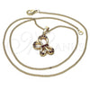 Collares con Dije 04.26.0052.2.18 Oro Laminado, Diseño de Mariposa, con Rubi Micro Pave, Pulido, Tono Dorado (02 MM Thickness, 18 Inches Length)