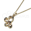 Collares con Dije 04.26.0052.3.18 Oro Laminado, Diseño de Mariposa, con Multicolor Zirconia Cubica, Pulido, Tono Dorado (02 MM Thickness, 18 Inches Length)