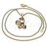 Collares con Dije 04.26.0052.3.18 Oro Laminado, Diseño de Mariposa, con Multicolor Zirconia Cubica, Pulido, Tono Dorado (02 MM Thickness, 18 Inches Length)