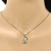 Juego de Arete y Dije de Adulto 10.26.0021.4 Oro Laminado, Diseño de Elefante, con Negro and Blanca Micro Pave, Pulido, Tono Dorado