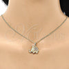 Juego de Arete y Dije de Adulto 10.26.0022.3 Oro Laminado, Diseño de Elefante, con Granate and Blanca Micro Pave, Pulido, Tono Dorado