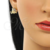 Juego de Arete y Dije de Adulto 10.26.0022.3 Oro Laminado, Diseño de Elefante, con Granate and Blanca Micro Pave, Pulido, Tono Dorado
