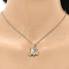 Juego de Arete y Dije de Adulto 10.26.0022.4 Oro Laminado, Diseño de Elefante, con Negro and Blanca Micro Pave, Pulido, Tono Dorado