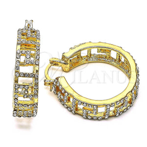 Argolla Mediana 02.380.0095.35 Oro Laminado, Diseño de Ojo Griego, con Blanca Cristal, Pulido, Tono Dorado