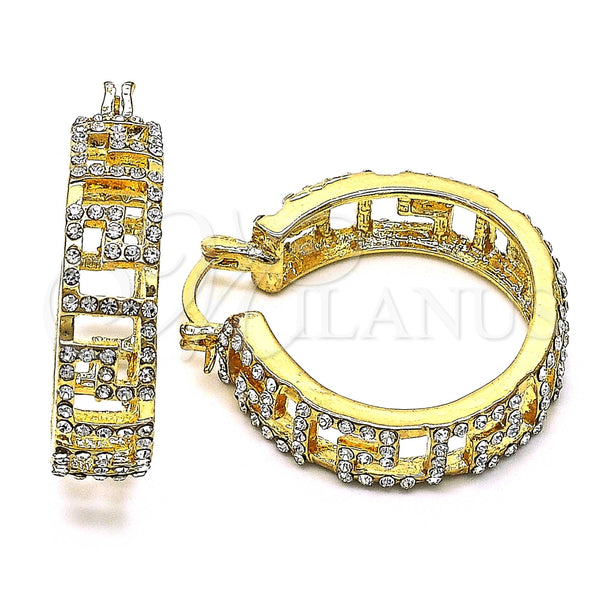 Argolla Mediana 02.380.0095.35 Oro Laminado, Diseño de Ojo Griego, con Blanca Cristal, Pulido, Tono Dorado
