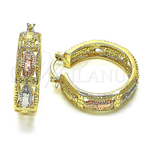 Argolla Mediana 02.380.0096.30 Oro Laminado, Diseño de Guadalupe, Pulido, Tres Tonos