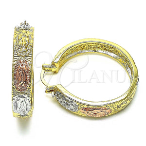 Argolla Mediana 02.380.0098.40 Oro Laminado, Diseño de Guadalupe, Pulido, Tres Tonos