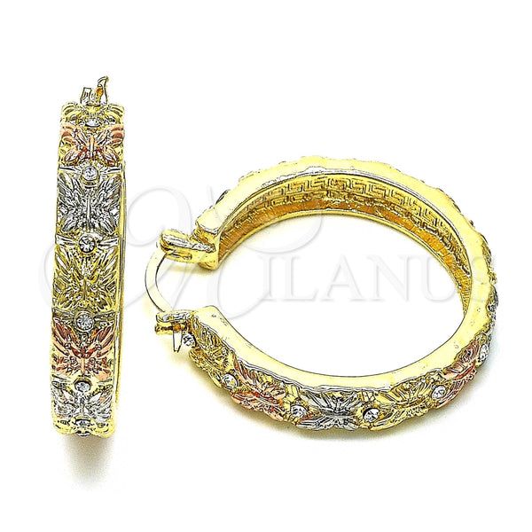 Argolla Mediana 02.380.0099.40 Oro Laminado, Diseño de Mariposa, con Blanca Cristal, Pulido, Tres Tonos