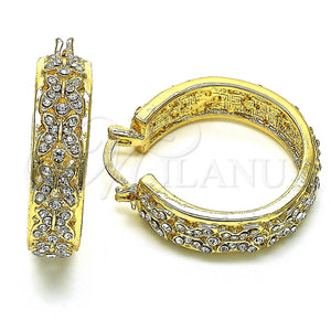 Argolla Mediana 02.380.0102.35 Oro Laminado, Diseño de Mariposa, con Blanca Cristal, Pulido, Tono Dorado