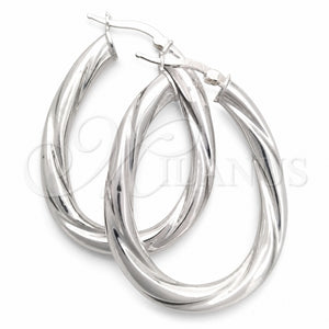 Argolla Mediana 02.389.0100.40 Plata Rodinada, Diseño de Torcido, Diamantado, Tono Plateado
