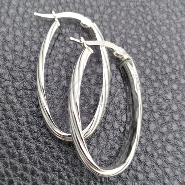 Argolla Mediana 02.389.0108.30 Plata Rodinada, Diseño de Torcido, Diamantado, Tono Plateado