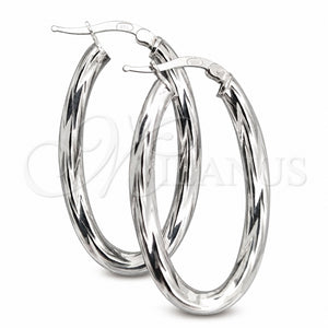Argolla Mediana 02.389.0116.30 Plata Rodinada, Diseño de Torcido, Diamantado, Tono Plateado