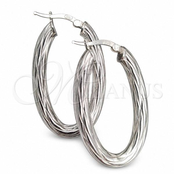 Argolla Mediana 02.389.0120.40 Plata Rodinada, Diseño de Torcido, Diamantado, Tono Plateado